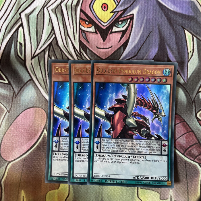 DUPO-EN105 x3 Odd-Eyes Pendulum Dragon Ultra Rare Excellent Condition Yugioh