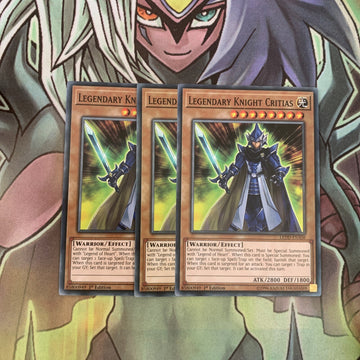 LEDD-ENA08 x3 Legendary Knight Critias Common Excellent Condition Yugioh