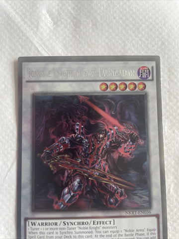 NKRT-EN036 Ignoble Knight of High Laundsallyn Platinum Rare Mint YuGiOh Card (back)