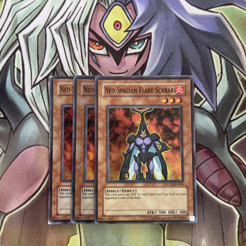 POTD-EN004 x3 Neo-Spacian Flare Scarab Super Rare Excellent Condition Yugioh