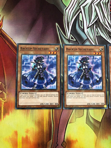 COTD-EN002 x3 Backup Secretary  - Common - Unlimited Edition Yugioh (back)