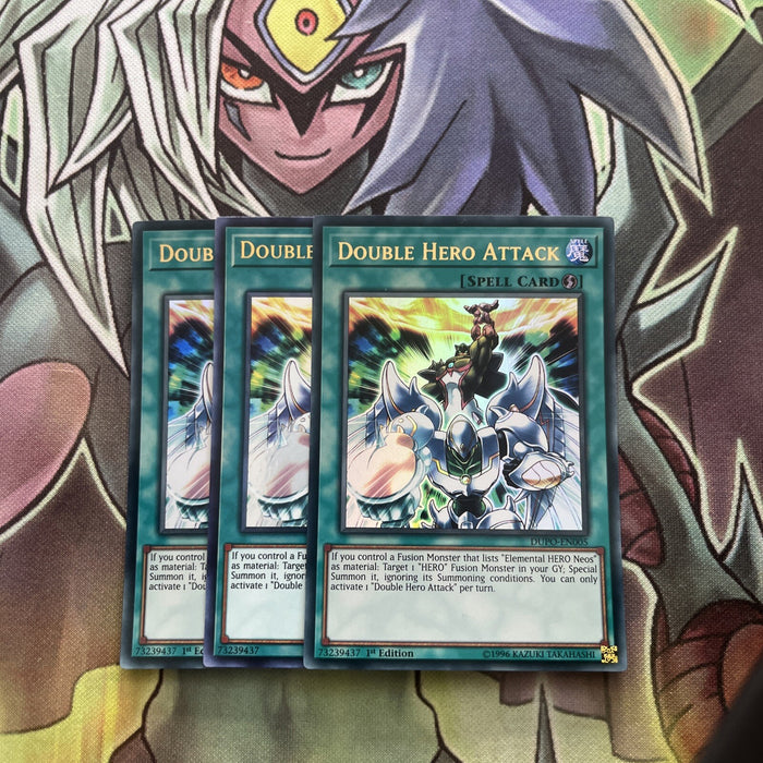 DUPO-EN005 x3 Double Hero Attack Ultra Rare Excellent Condition Yugioh
