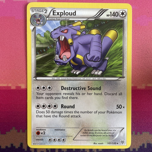 Pokemon Card Exploud Plasma Storm Rare 107/135 Near Mint