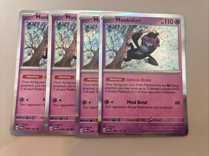 4 x Munkidori - 044/131 or 095/167 - HOLO Playset - Pokemon TCG [NM]