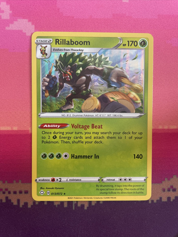 Pokemon Card Rillaboom Shining Fates Holo Rare 013/072 Near Mint