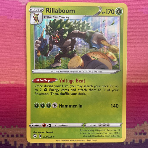Pokemon Card Rillaboom Shining Fates Holo Rare 013/072 Near Mint