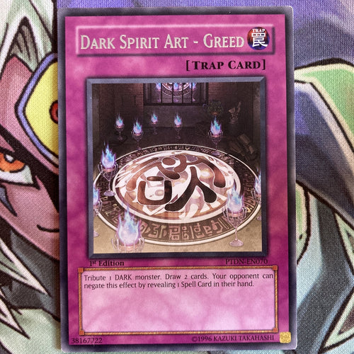 PTDN-EN070 Dark Spirit Art - Greed Rare 1st Edition NM Yugioh Card
