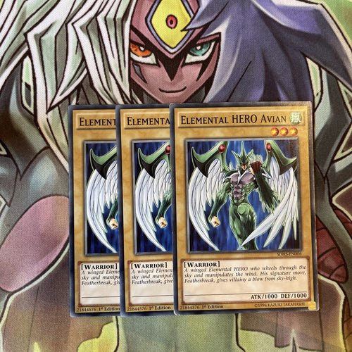 SDHS-EN006 x3 Elemental HERO Avian Common Excellent Condition Yugioh