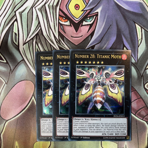 DUSA-EN013 x3 Number 28: Titanic Moth Ultra Rare Excellent Condition Yugioh