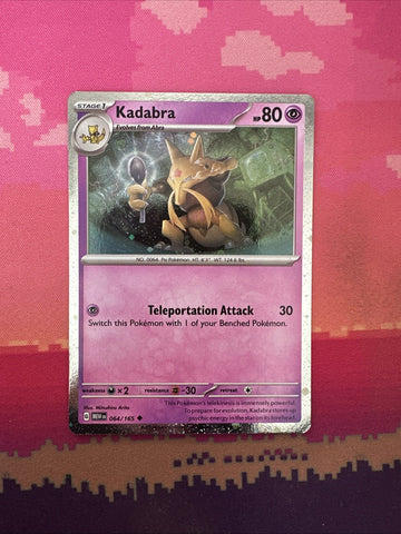 Pokemon Card Kadabra Scarlet & Violet 151 Cosmo Holo 064/165 Near Mint