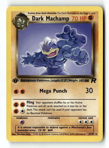 Pokemon Card Dark Machamp (27) 1st Edition LP Team Rocket 27/82