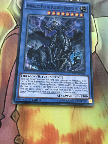 SHVI-EN044 Amorphactor Pain, the Imagination Dracoverlord Super Rare Yugioh (back)
