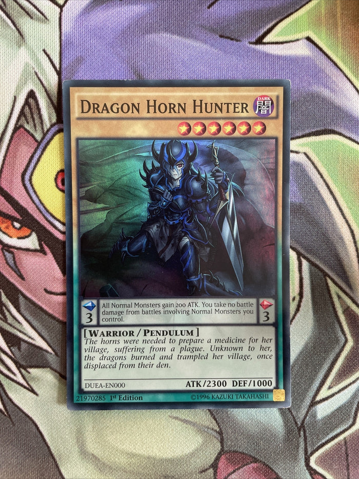 DUEA-EN000 Dragon Horn Hunter Super Rare 1st Edition NM Yugioh Card
