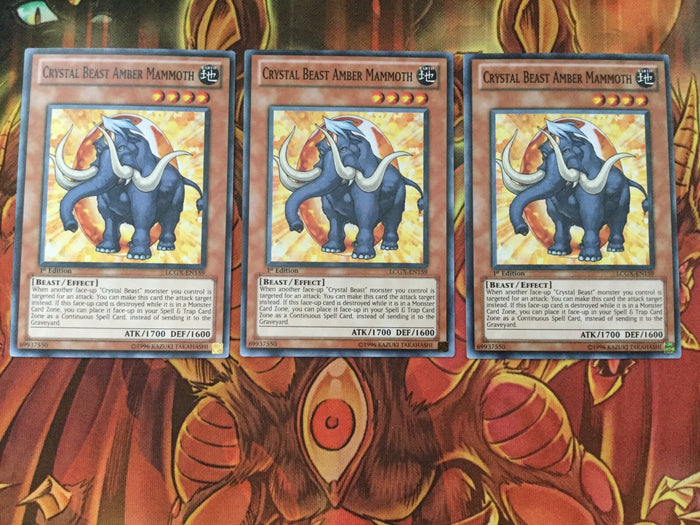 LCGX-EN159 x3 Crystal Beast Amber Mammoth Common Unlimited Playset Yugioh NM