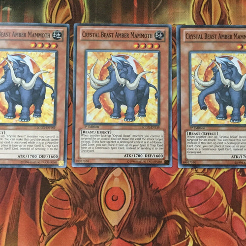 LCGX-EN159 x3 Crystal Beast Amber Mammoth Common Unlimited Playset Yugioh NM