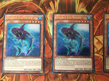 DUSA-EN001 Yugioh 3x Ultra Rare Double Fin Shark 1st Edition (back)