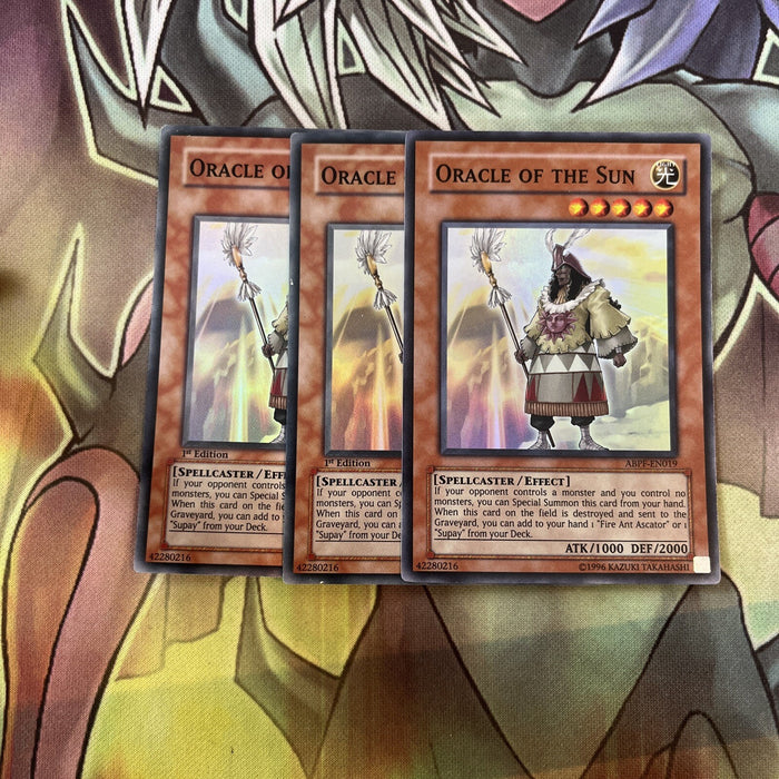 ABPF-EN019 x3 Oracle of the Sun Super Rare Excellent Condition Yugioh