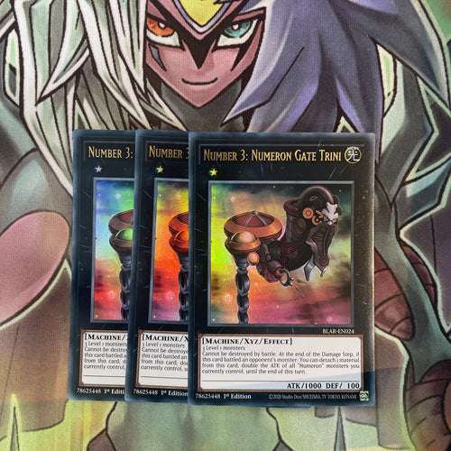 BLAR-EN024 x3 Number 3: Numeron Gate Trini Ultra Rare Excellent Condition Yugioh