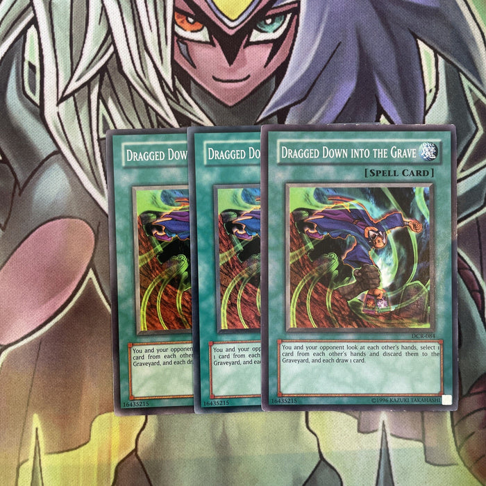 DCR-084 x3 Dragged Down into the Grave Common Excellent Condition Yugioh