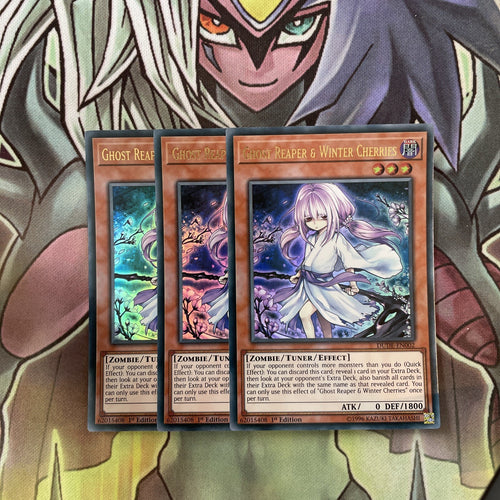 DUDE-EN002 x3 Ghost Reaper & Winter Cherries Ultra Excellent Condition Yugioh