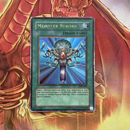 LOB-E096 Monster Reborn - Unlimited Edition - HEAVY PLAY Yugioh