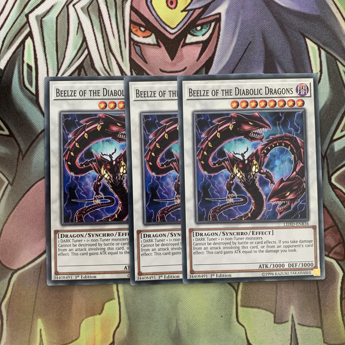 LEHD-ENB36 x3 Beelze of the Diabolic Dragons Common Excellent Condition Yugioh
