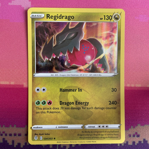 Pokemon Card Regidrago Evolving Skies Holo Rare 124/203 Near Mint