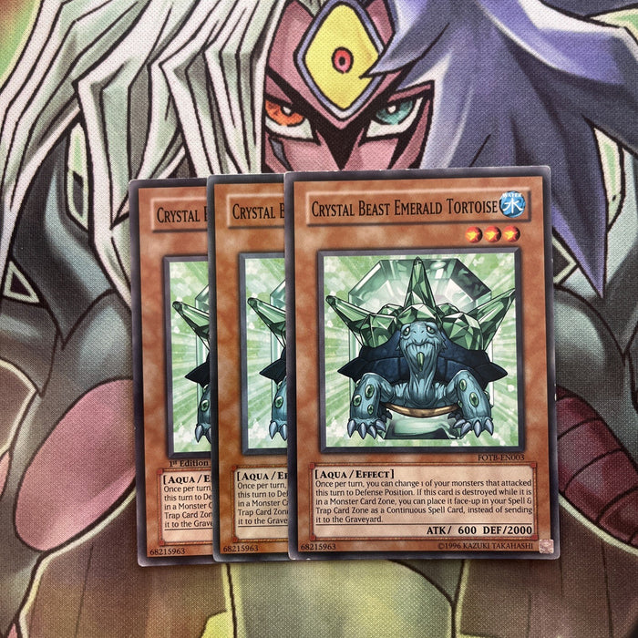 FOTB-EN003 x3 Crystal Beast Emerald Tortoise Common Excellent Condition Yugioh