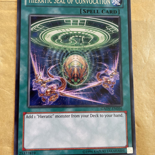 Hieratic Seal Of Convocation GAOV-EN056 MIXED Edition Rare Yugioh Card NM