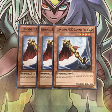 LCGX-EN026 x3 Elemental HERO Captain Gold Common Excellent Condition Yugioh