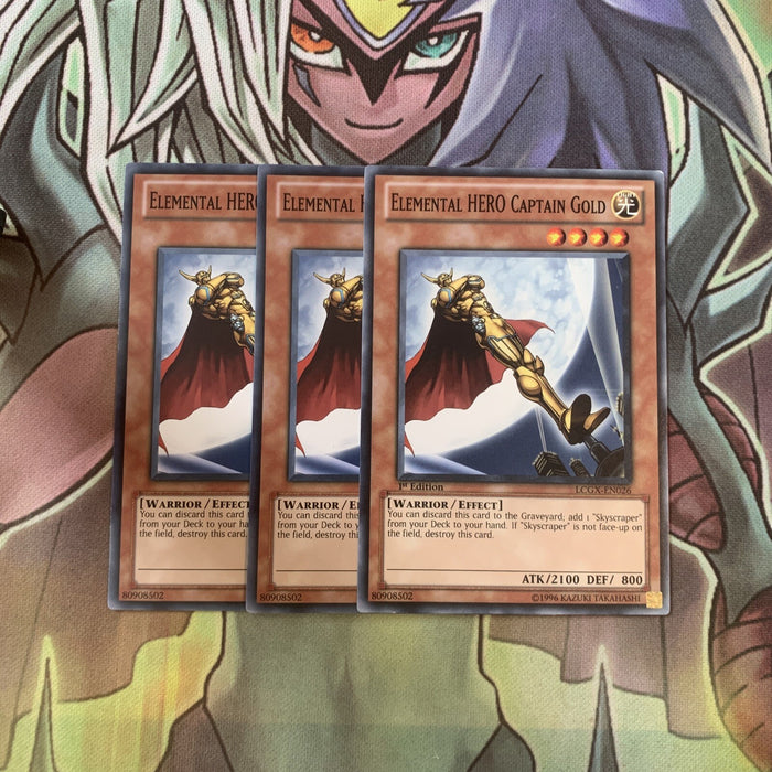 LCGX-EN026 x3 Elemental HERO Captain Gold Common Excellent Condition Yugioh