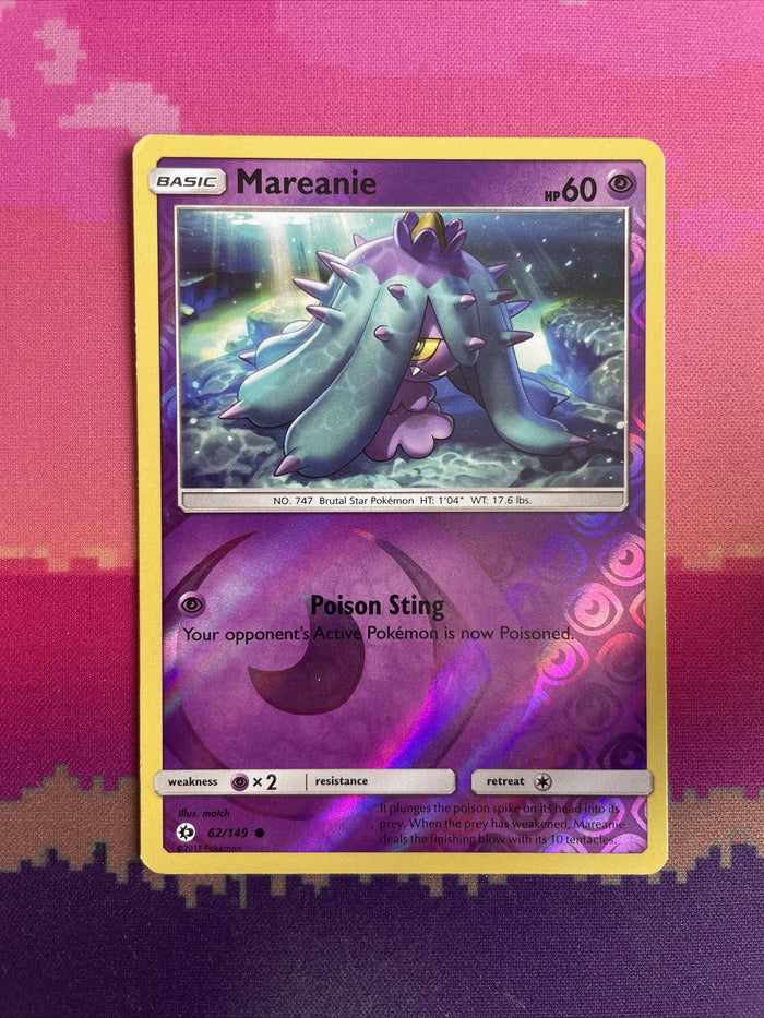 Pokemon Card Mareanie Sun & Moon Reverse Holo Rare 62/149 Near Mint