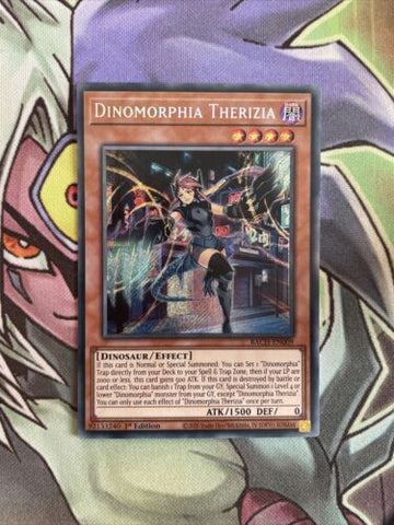 BACH-EN009 Dinomorphia Therizia Secret Rare 1st Edition NM Yugioh Card