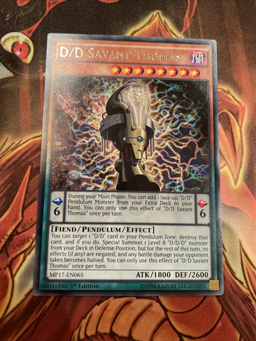MP17-EN065 1x (EX) D/D Savant Thomas - Rare - 1st Edition YuGiOh