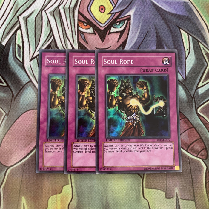 LODT-ENSE2 x3 Soul Rope Super Rare  Excellent Condition Yugioh