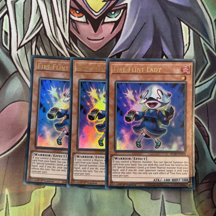 BLAR-EN034 x3 Fire Flint Lady Ultra Rare Excellent Condition Yugioh
