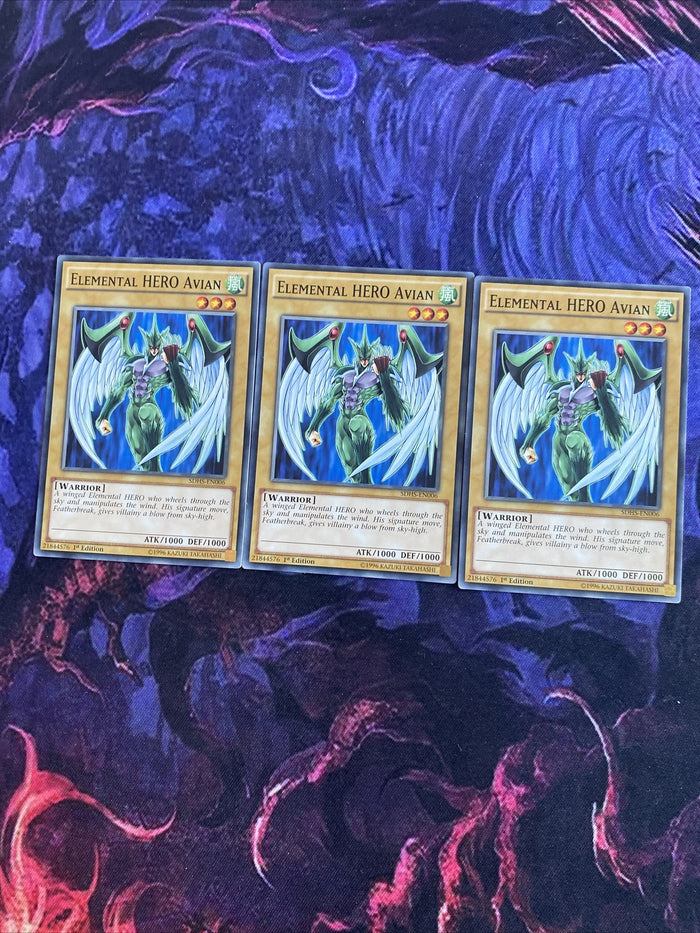 SDHS-EN006 X3 Elemental HERO Avian Common Yugioh Card 1st Edition