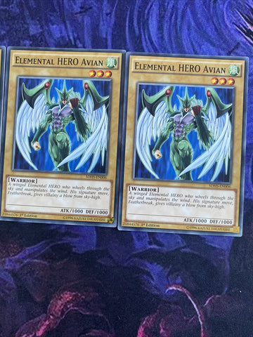SDHS-EN006 X3 Elemental HERO Avian Common Yugioh Card 1st Edition (back)