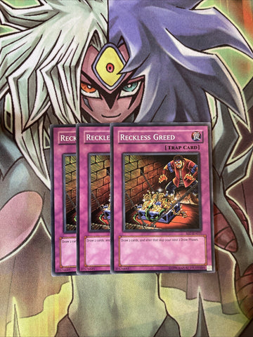 SD7-EN031 x3 Reckless Greed Common Excellent Condition Yugioh