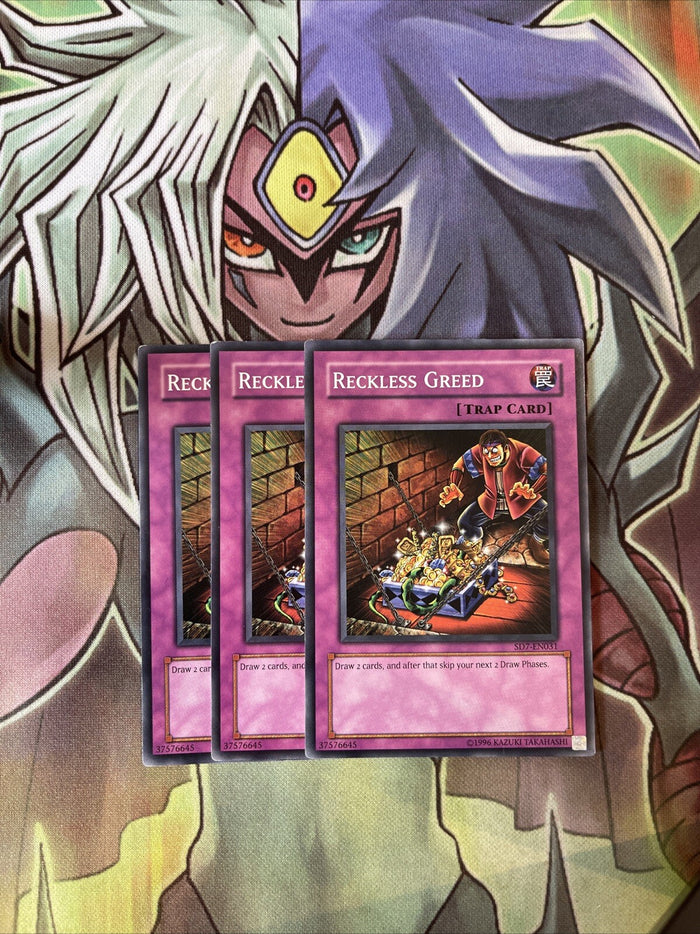 SD7-EN031 x3 Reckless Greed Common Excellent Condition Yugioh