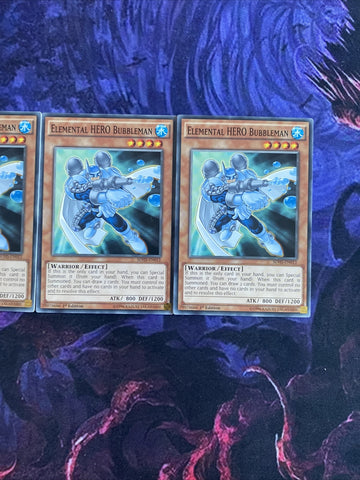 SDHS-EN012 x3 Elemental HERO Bubbleman 1st Edition Mint YuGiOh Card (back)