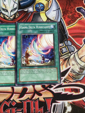 DP2-EN018 x3 Ojama Delta Hurricane!! Yugioh Playset (back)