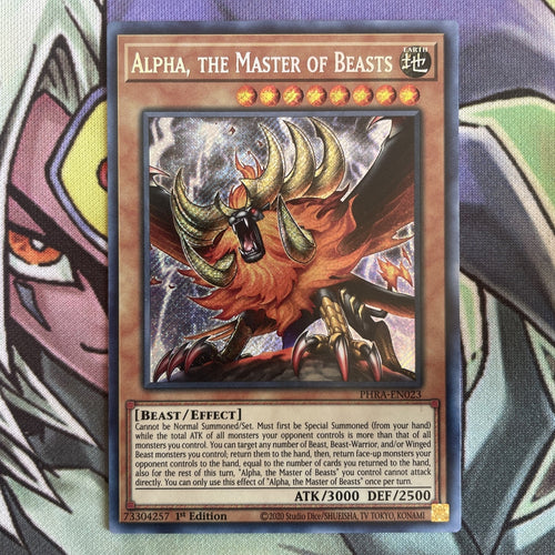 PHRA-EN023 Alpha, The Master Of Beasts Secret Rare 1st Edition NM Yugioh Card