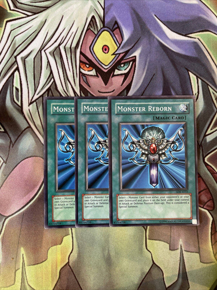 SDK-E033 x3 Monster Reborn Common Excellent Condition Yugioh