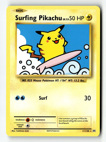 Pokemon Card Surfing Pikachu LP XY - Evolutions 111/108