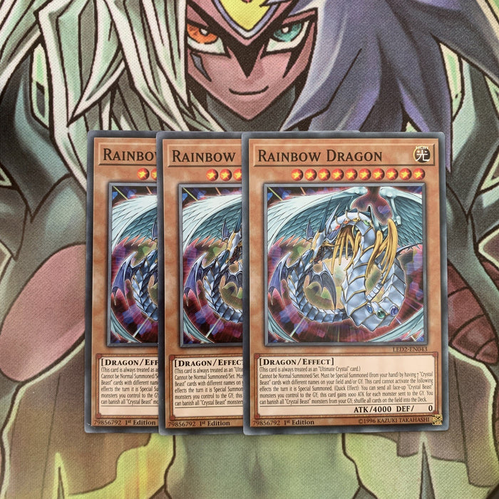 LED2-EN043 x3 Rainbow Dragon Common Excellent Condition Yugioh