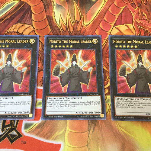 BLRR-En058 Yugioh 3x Ultra Rare Norito The Moral Leader 1st Edition