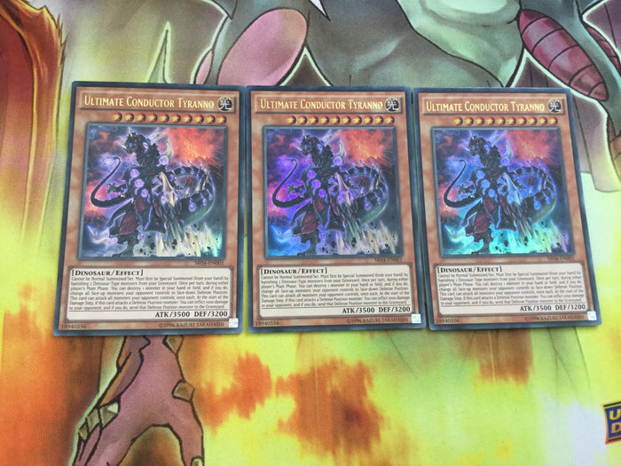 Yugioh 3 x Ultra Rare Ultimate Conductor Tyranno UNL Edition SR04-EN001 (NM) S