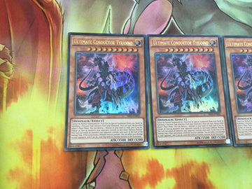 Yugioh 3 x Ultra Rare Ultimate Conductor Tyranno UNL Edition SR04-EN001 (NM) S (back)
