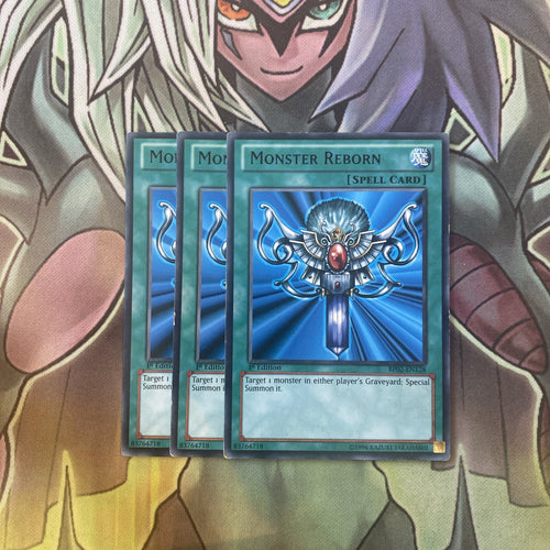 BP02 EN128 x3 Monster Reborn Black Rare  Excellent Condition Yugioh